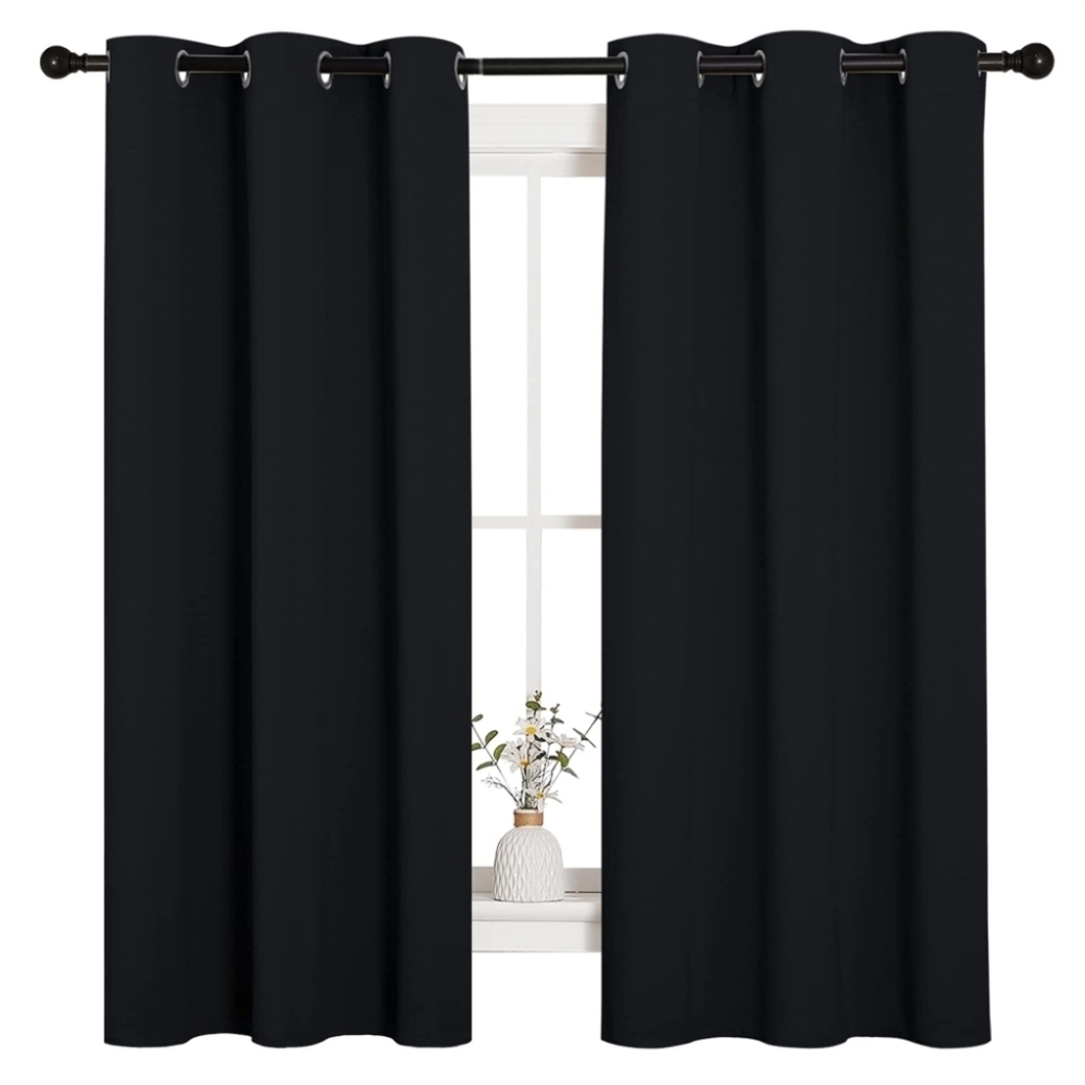 Elegant Grommeted Blackout Curtains in Black
